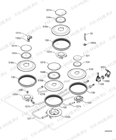 Взрыв-схема плиты (духовки) Arthurmartinelux AHT6401W - Схема узла Functional parts 267